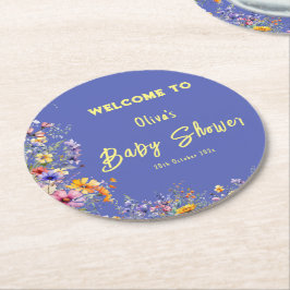 Wildblumen Babydusche Papier Untersetzer