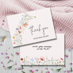 Wildblumen Babydusche pink Dankeskarte<br><div class="desc">Stilvolle rosa Babydusche Noten mit eleganten Aquarellfarben-Wildblumen,  danke und Ihr Name in schicken Buchstaben auf der Vorderseite und Raum zu schreiben,  eine Notiz auf der Rückseite über einem unteren Rand der Blume. PASSENDE Artikel in unserer Sammlung.</div>