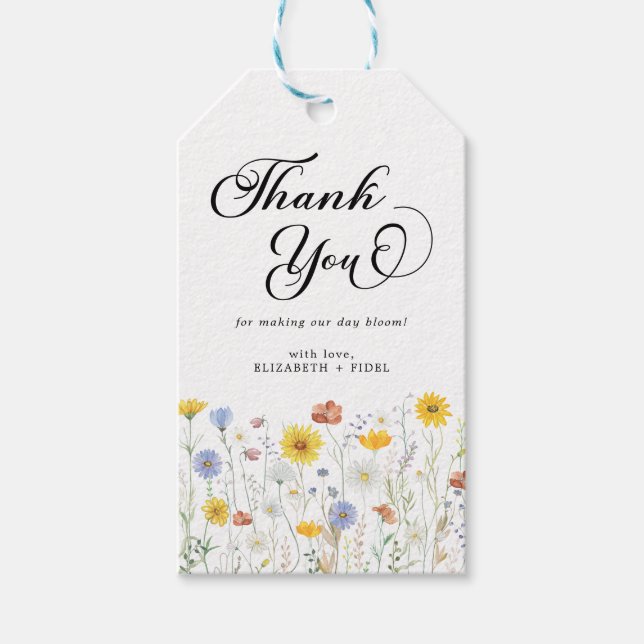 Wildblumen Babydusche Vielen Dank Geschenkanhänger (Vorderseite)