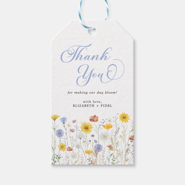 Wildblumen Babydusche Vielen Dank Geschenkanhänger (Vorderseite)