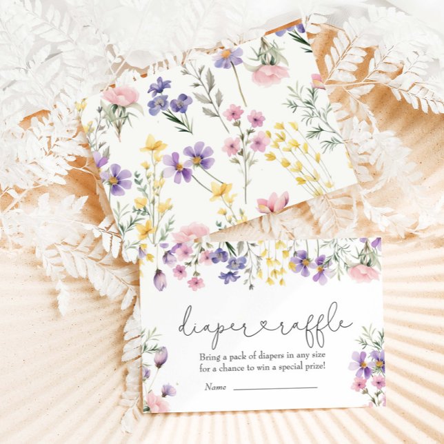 Wildblumen Babydusche Windelwaschmaschine Begleitkarte (Von Creator hochgeladen)