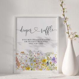 Wildblumen Babydusche Windelwaschmaschine Poster