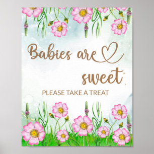 Wildblumen Babys sind süß und nehmen eine Leckerei Poster