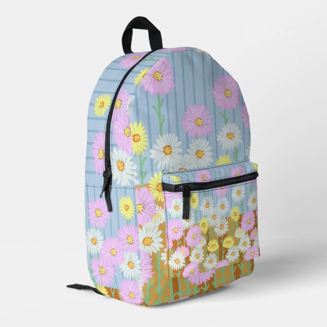 Wildblumen Bedruckter Rucksack (Rückseitige Ecke links)