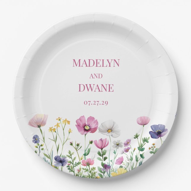 Wildblumen bei Hochzeiten Pappteller (Vorderseite)