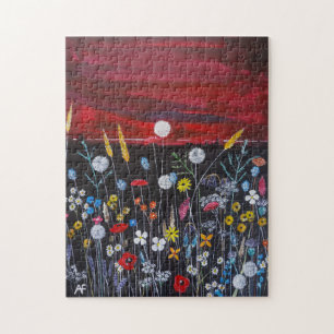 Wildblumen bei Sonnenuntergang Gemälde von Alfred