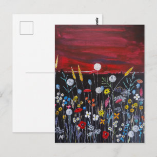Wildblumen bei Sonnenuntergang Gemälde von Alfred  Postkarte