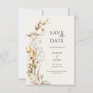 Wildblumen Beige Boho Botanisch Save The Date
