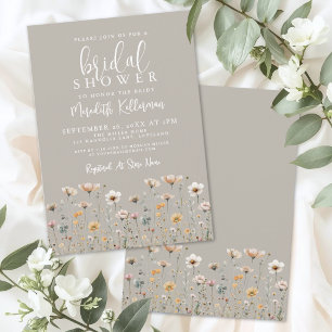 Wildblumen-Beige-Brautjungfernparty Einladung