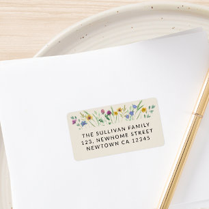 Wildblumen-Beige-Rücksendeadresse Adressaufkleber