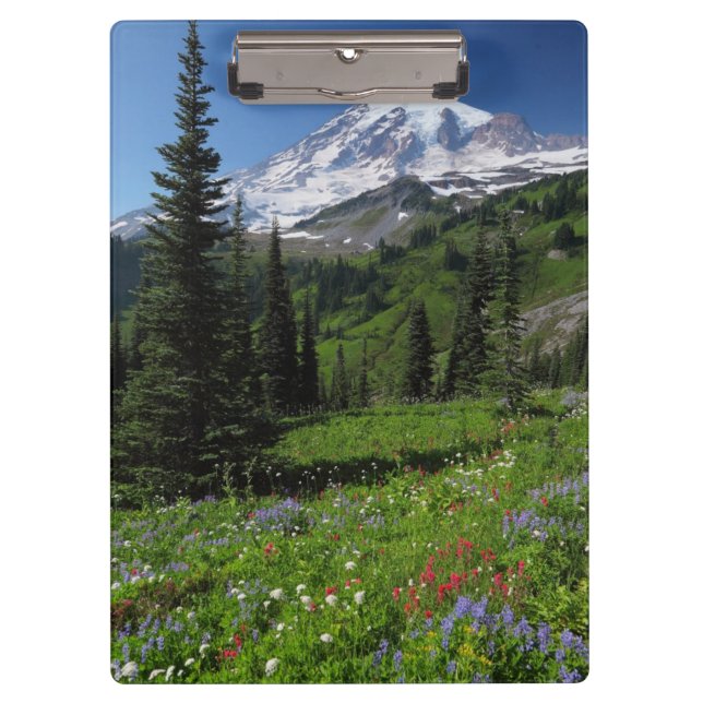 Wildblumen beim Mount Rainier Klemmbrett (Vorderseite)