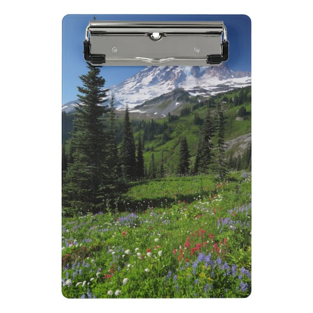 Wildblumen beim Mount Rainier Mini Klemmbrett (Vorderseite)