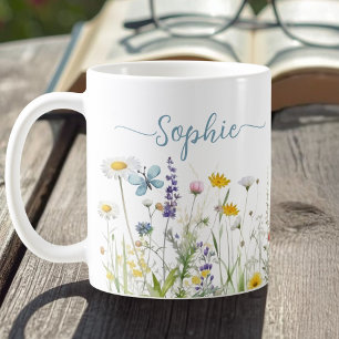 Wildblumen Benutzerdefinierter Skriptname Kaffeetasse