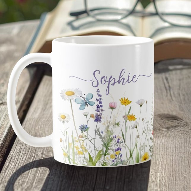 Wildblumen Benutzerdefinierter Skriptname Kaffeetasse (Von Creator hochgeladen)