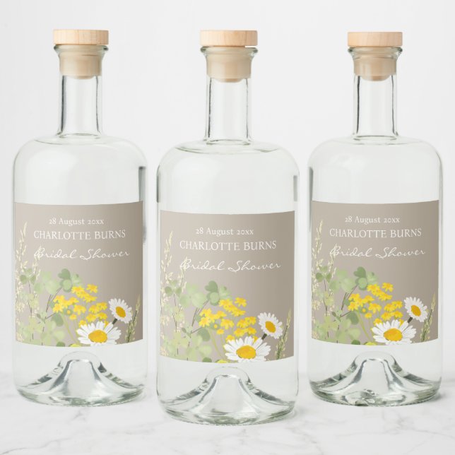 Wildblumen Benutzerdefiniertes Brautparty Alkoholflaschenetikett (Flaschen)