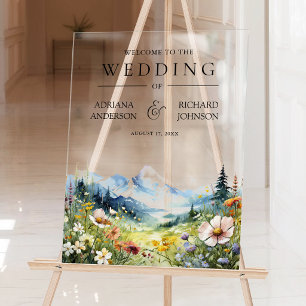 Wildblumen-Bergwiese-Hochzeitsbegrüßung Acrylschild