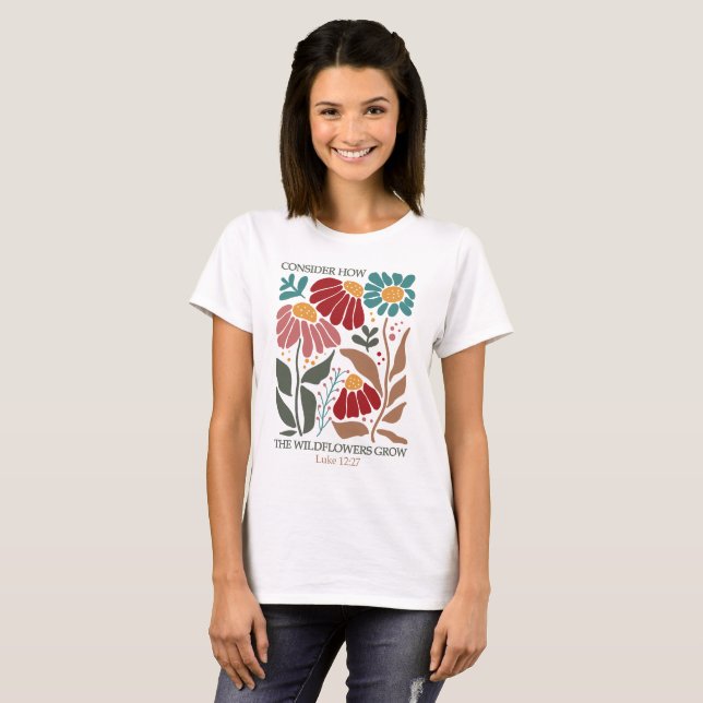 Wildblumen Bibelverse T-Shirt (Vorne ganz)