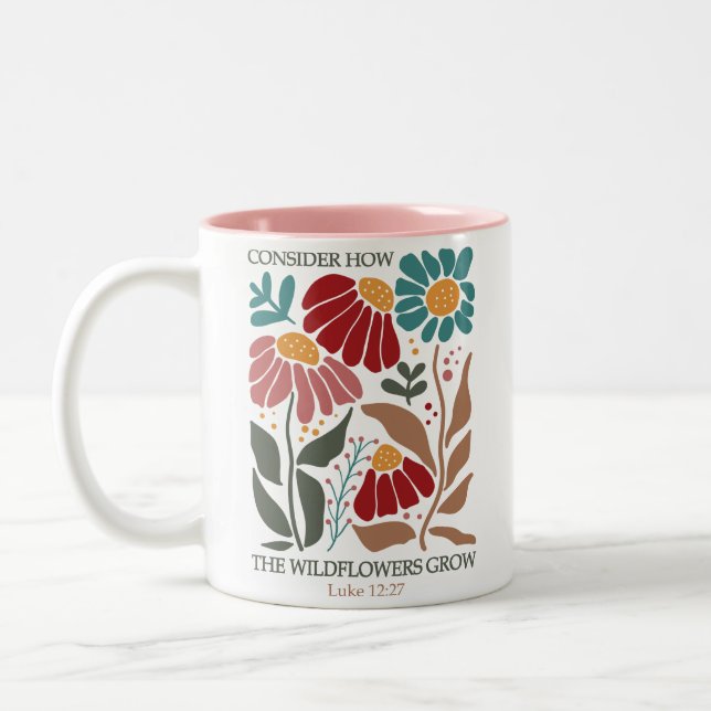 Wildblumen Bibelverse Zweifarbige Tasse (Links)