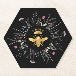 Wildblumen Bienendesign auf schwarz Untersetzer