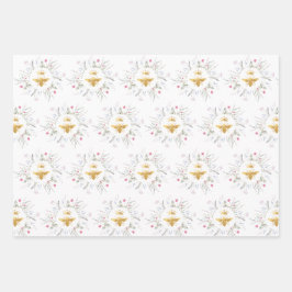 Wildblumen Bienendesign Geschenkpapier Set