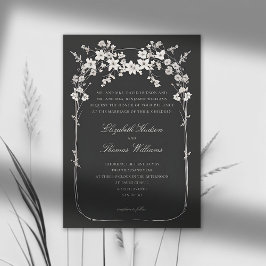 Wildblumen Black Boho Arch Formal Script Hochzeit Einladung