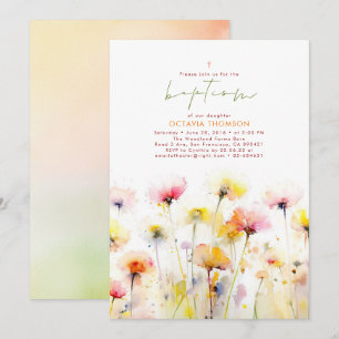 Wildblumen Blooms Elegant Boho Pink Taufe Einladung