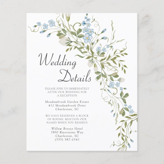 Wildblumen Blue Green Wedding Card (Vorderseite)