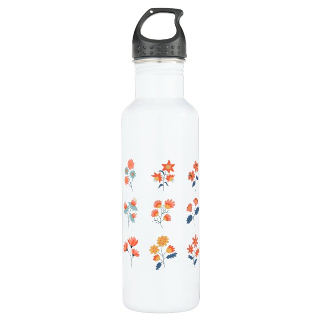 Wildblumen Blume Botanisch Edelstahlflasche (Vorderseite)