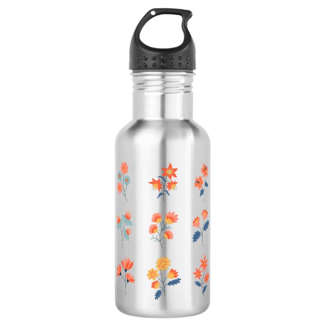 Wildblumen Blume Botanisch Edelstahlflasche (Vorderseite)