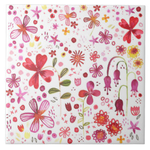Wildblumen Blumen Aquarell Garten Fliese
