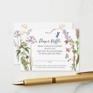 Wildblumen-Blumen-Biene-Aquarell-Windel-Raffle Begleitkarte