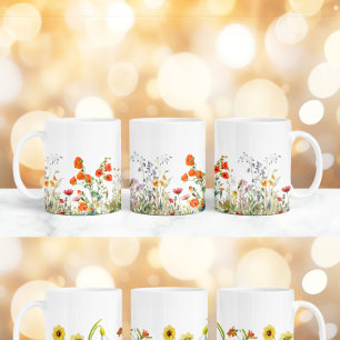 Wildblumen Blumen, Botanischer Garten, Farbige gif Kaffeetasse