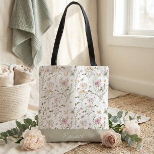 Wildblumen-Blumen Persönlicher Name Tasche
