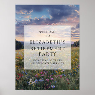 Wildblumen-Blumen-Ruhestandsfeier-Willkommensschil Poster