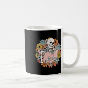 Wildblumen-Blumen-Skelett-Lese-Buch-Bookworm H Kaffeetasse