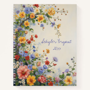 Wildblumen-Blumen-Spiral-Journal-Notizbuch Notizbuch