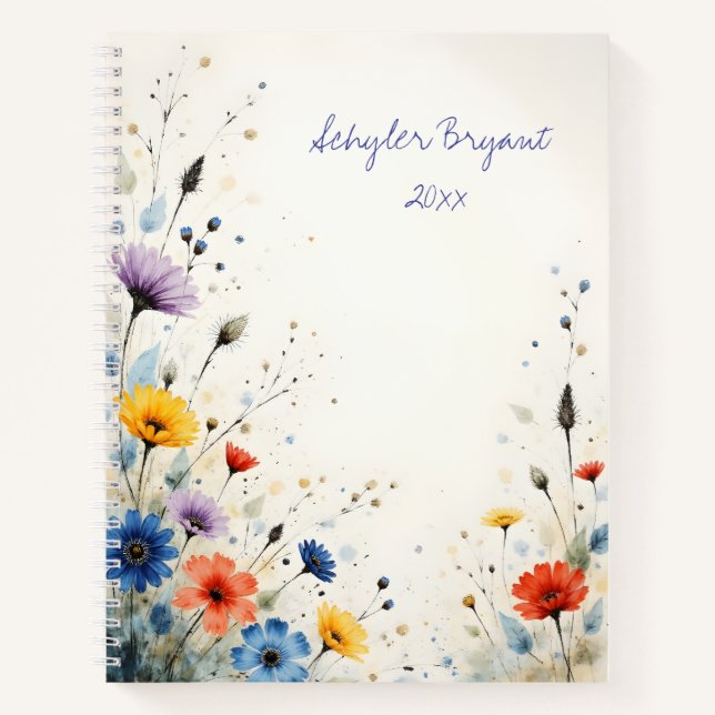 Wildblumen-Blumen-Spiralblock Notizbuch (Vorderseite)