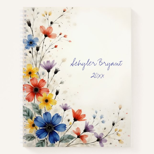 Wildblumen-Blumen-Spiralblock Notizbuch (Vorderseite)