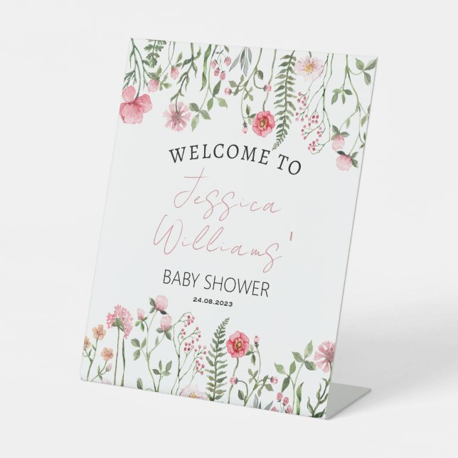 Wildblumen Blumenbaby Dusche Begrüßungszeichen Sockelschild (Vorderseite)