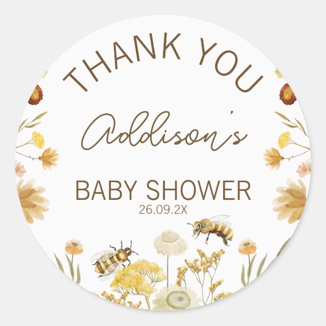 Wildblumen Blumenbeere Babydusche Gefälligkeitsauf Runder Aufkleber (Vorderseite)