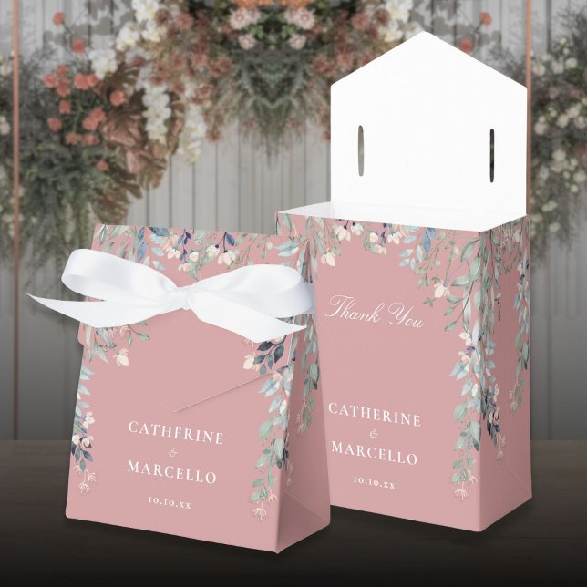 Wildblumen Blumendusty Rose Rosa Hochzeit Geschenkschachtel (Wildflowers Floral Dusty Rose Pink Wedding Favor Boxes)