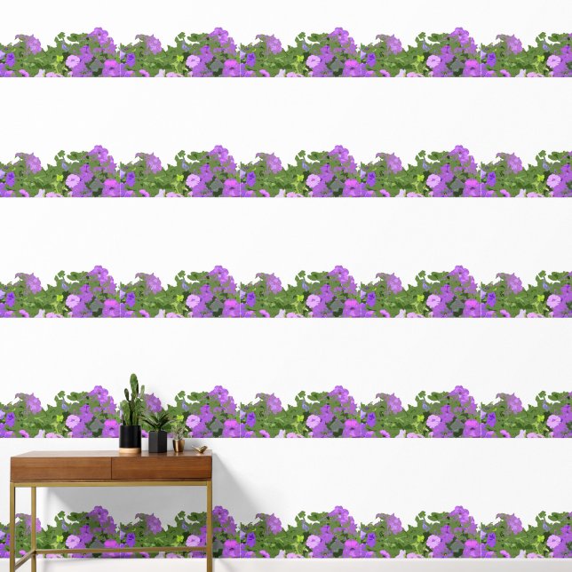 Wildblumen Blumenfarbstoffe Lila violette grüne Bl Tapete (Hausflur)
