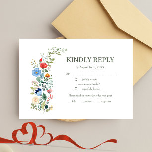 Wildblumen Blumengarten Grünen Garten Hochzeit UAW RSVP Karte