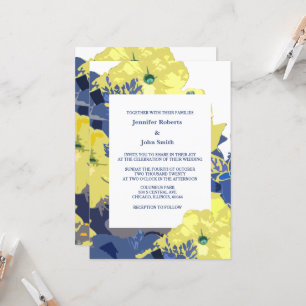 Wildblumen Blumengelb Blau Künstlerisch Hochzeit 2 Einladung