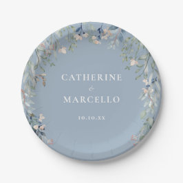 Wildblumen Blumenkaskade Dusty Blue Wedding Pappteller