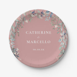 Wildblumen Blumenkaskade Dusty Rose Rosa Hochzeit Pappteller