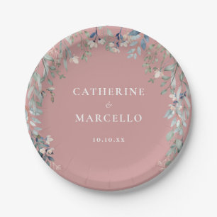 Wildblumen Blumenkaskade Dusty Rose Rosa Hochzeit Pappteller