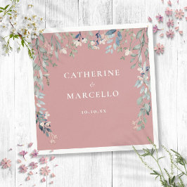 Wildblumen Blumenkaskade Dusty Rose Rosa Hochzeit Serviette