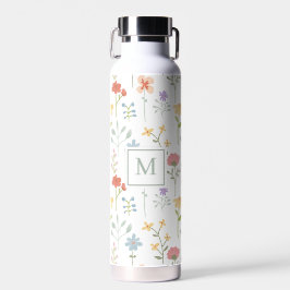 Wildblumen Blumenmuster Monogramm Trinkflasche