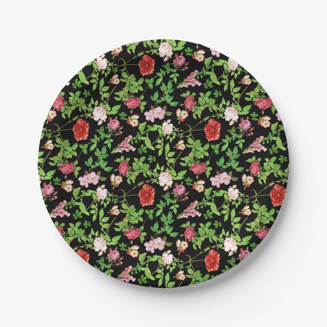 Wildblumen-Blumenmuster Pappteller (Vorderseite)